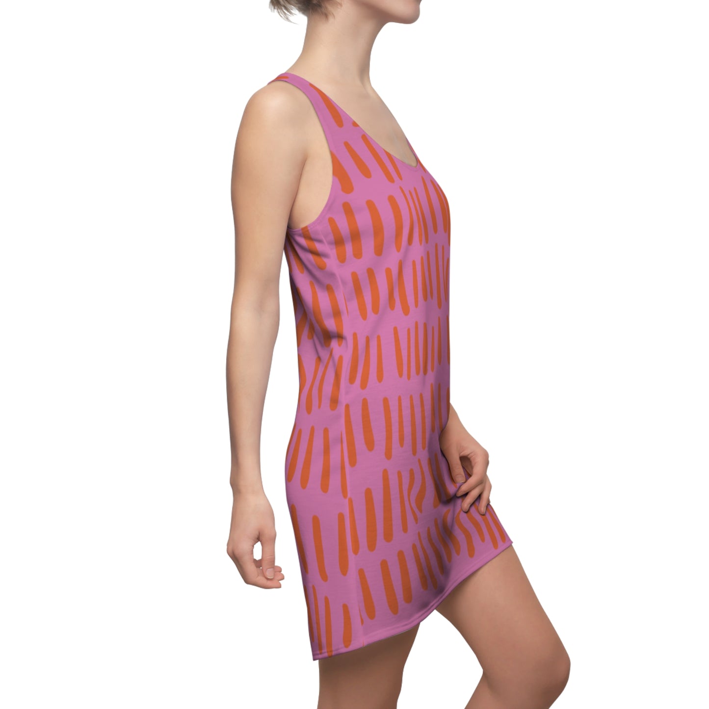 Rosa Orange Boho Racerback Kleid – Modernes Sommerkleid