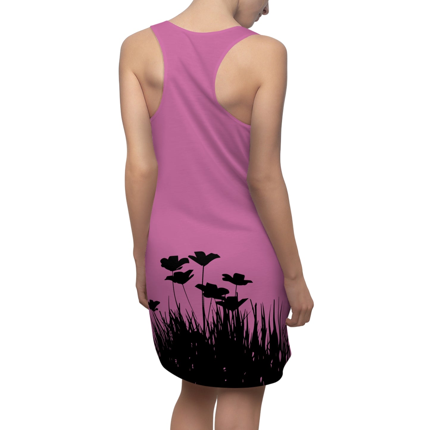 Rosa Racerback Damenkleid – Botanisches Sommerkleid, Freizeitkleid