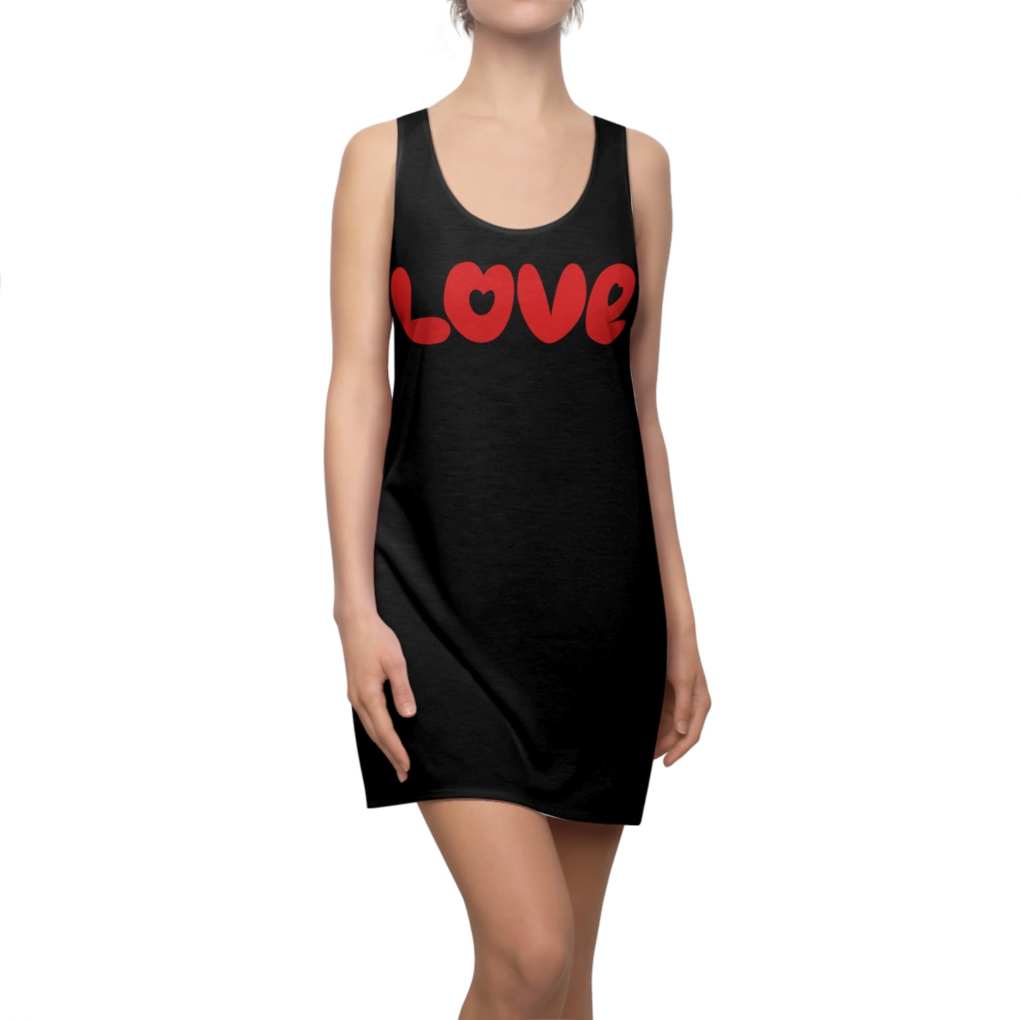 Love Racerback Kleid – Schwarz Rot Schriftzug Kleid
