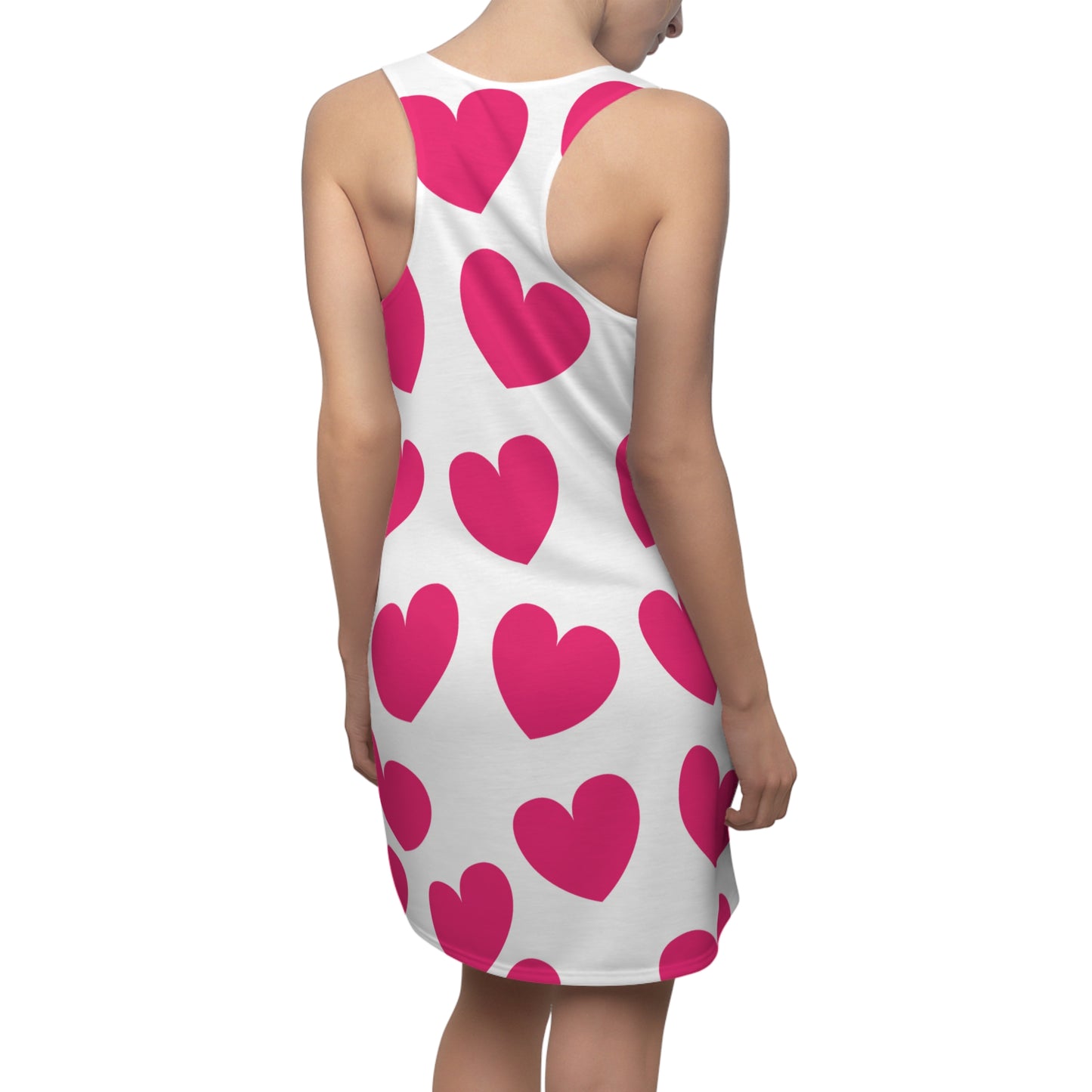 Damen Kleid Pink Herz Print Racerback Sommer Casual