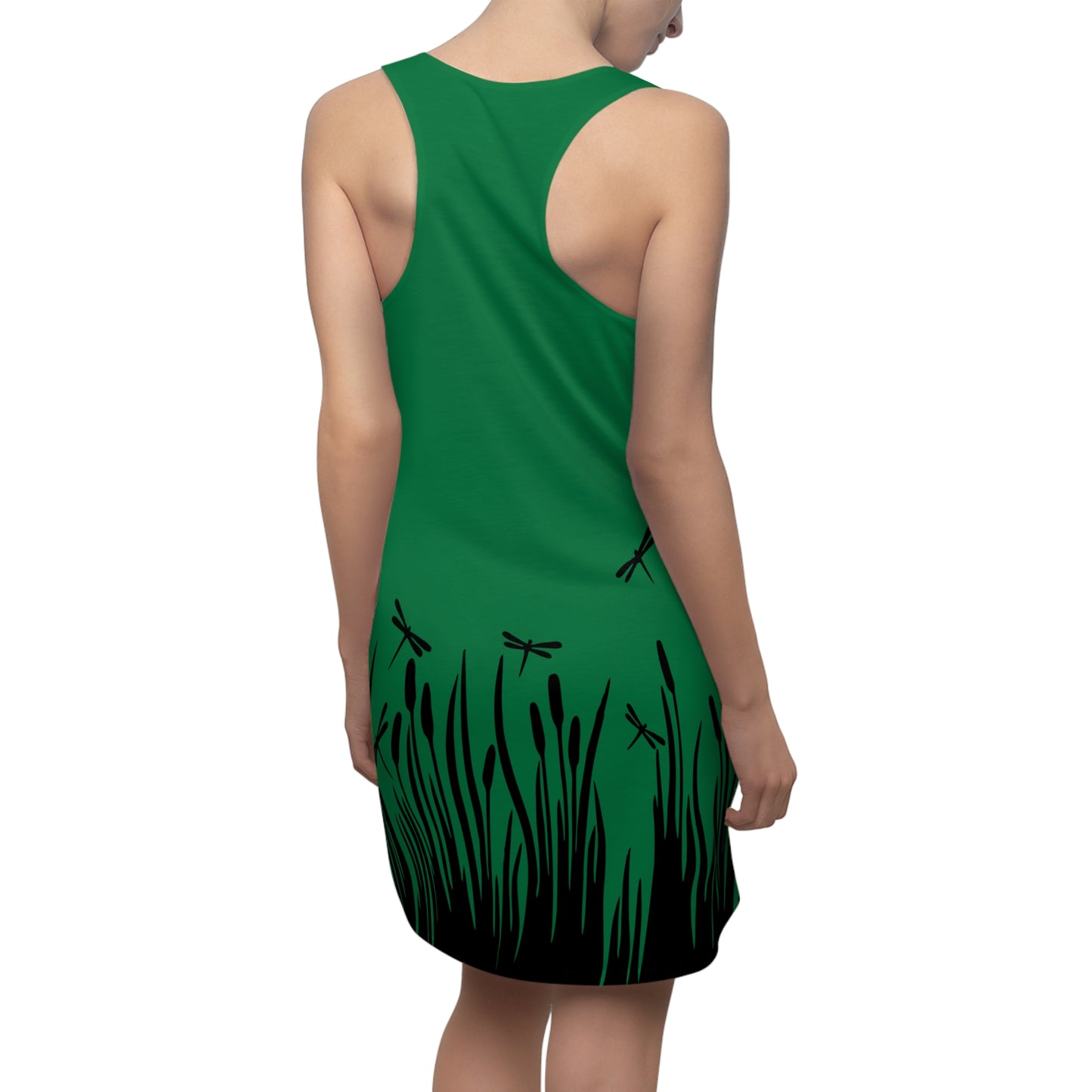 Dunkelgrünes Damen Kleid Libellen Design Racerback Sommer Freizeit Party