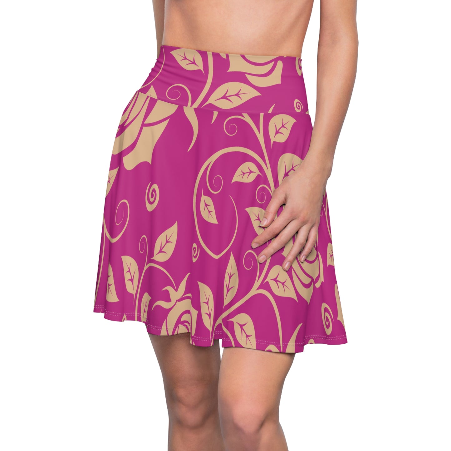 Pinker Damen Rock Floral Skater Elegant Frühling Sommer Casual
