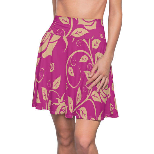 Pinker Damen Rock Floral Skater Elegant Frühling Sommer Casual