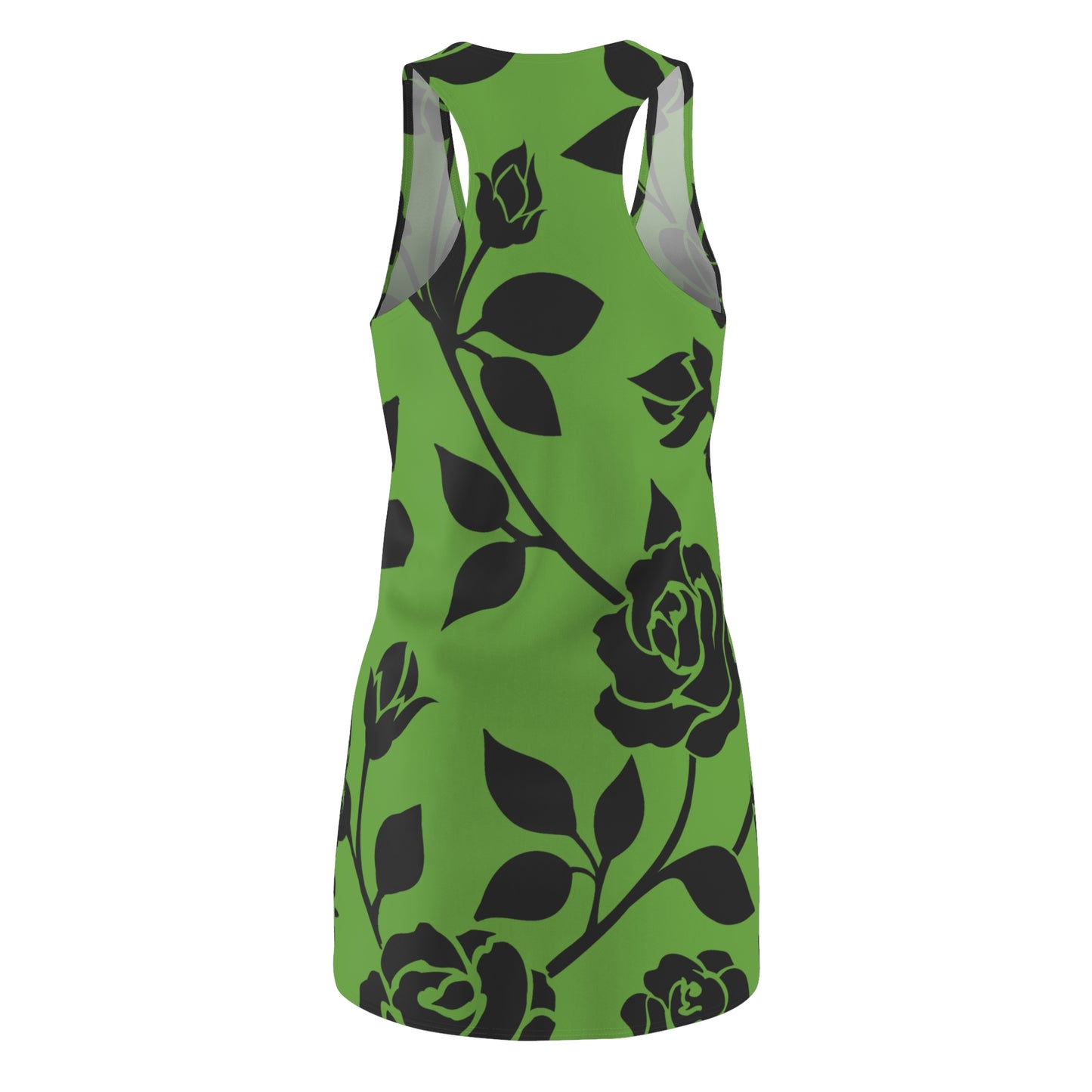 Rosen Racerback Kleid – Elegant Schwarz Grün Design