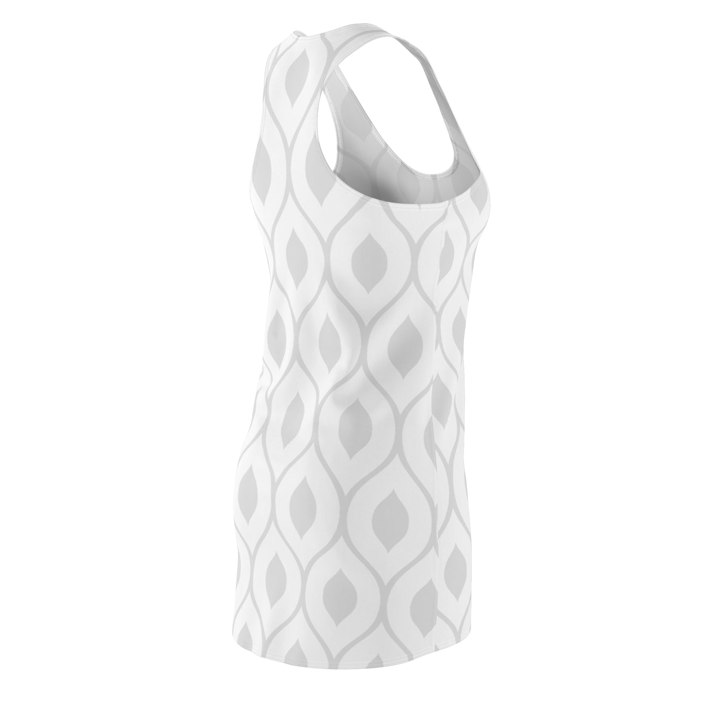 Weiß Grau Geometrie Racerback Kleid – Stilvolles Sommerkleid
