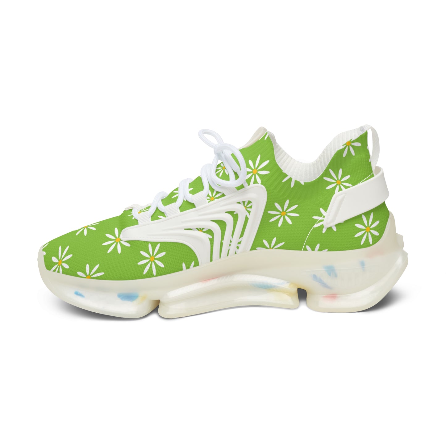 Grüne Damen Sneaker mit Blumenmuster – Stylische Sportschuhe