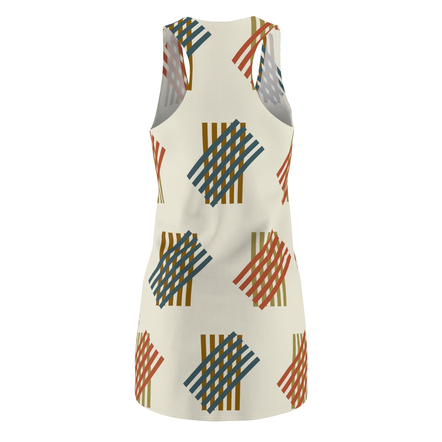 Retro Geometrie Racerback Kleid – Modernes Sommerkleid