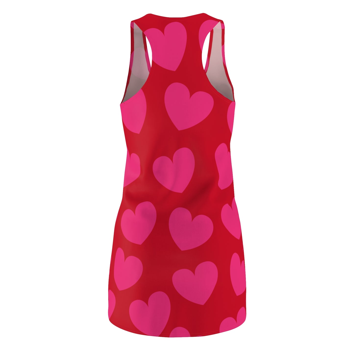 Rotes Damen Kleid Pink Herz Print Racerback Sommer Casual