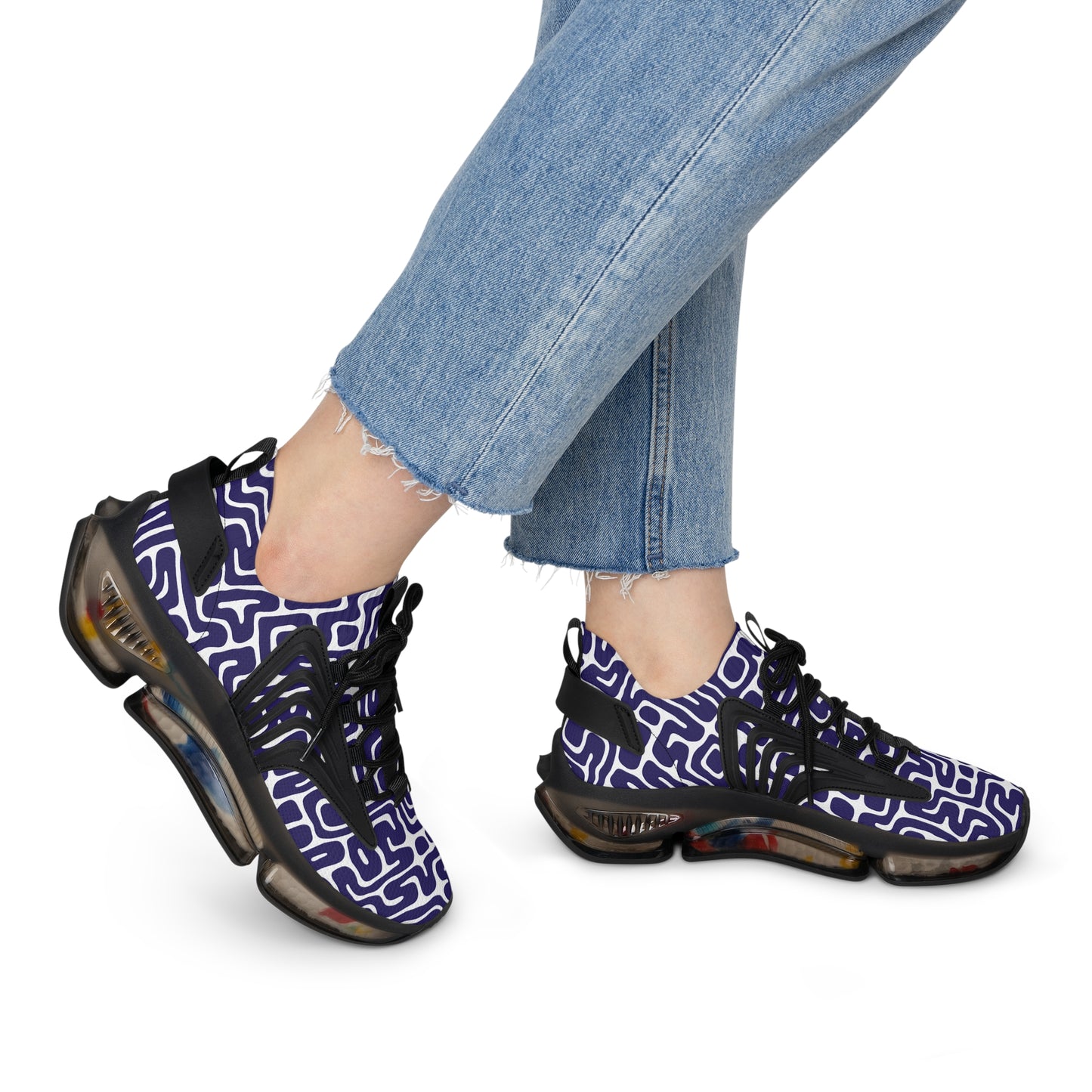 Damen Sneaker Blau Weiß Modern Design Atmungsaktiv