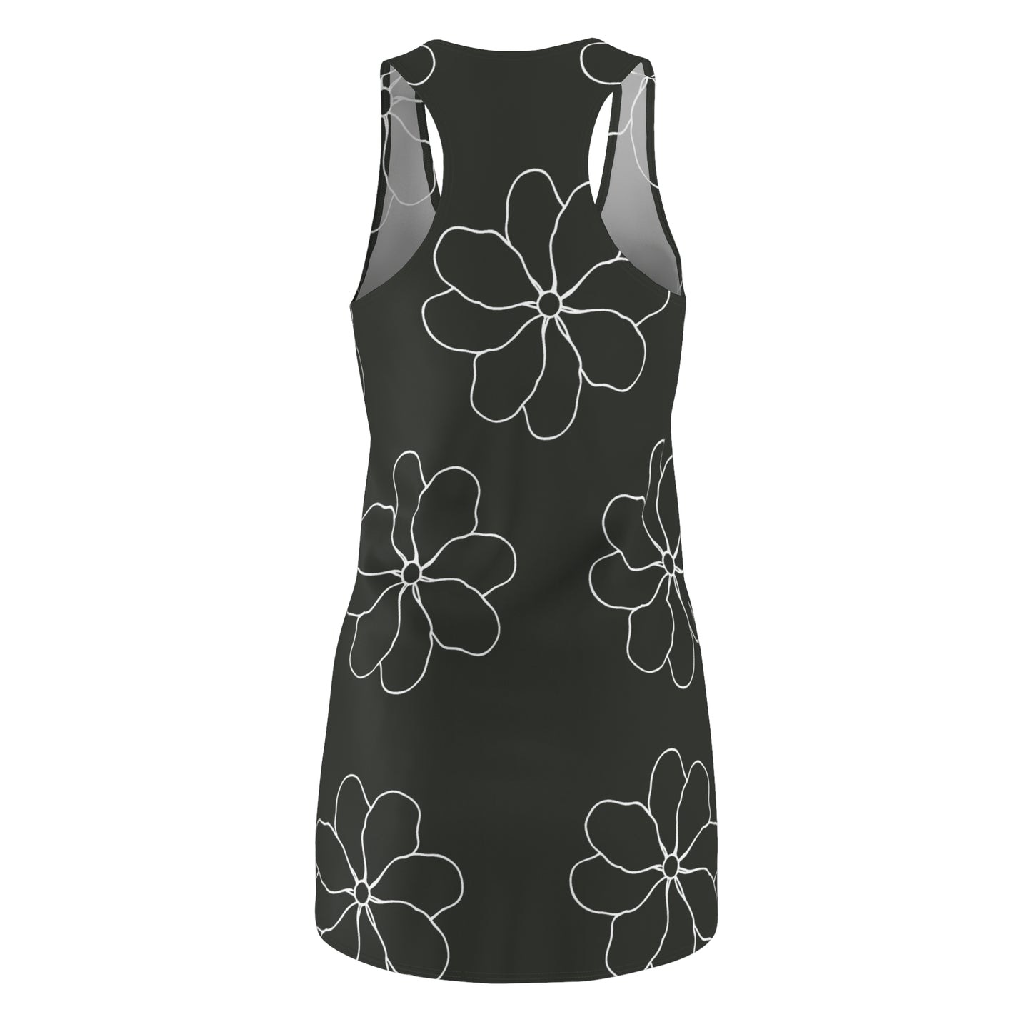 Damen Kleid Schwarz Blumen Racerback Sommer Casual Strand