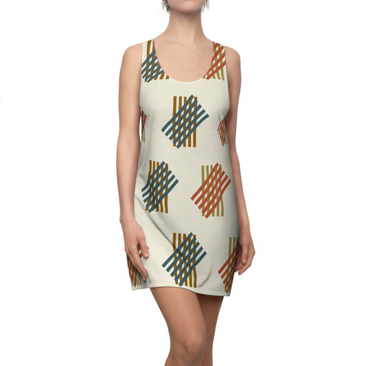 Retro Geometrie Racerback Kleid – Modernes Sommerkleid