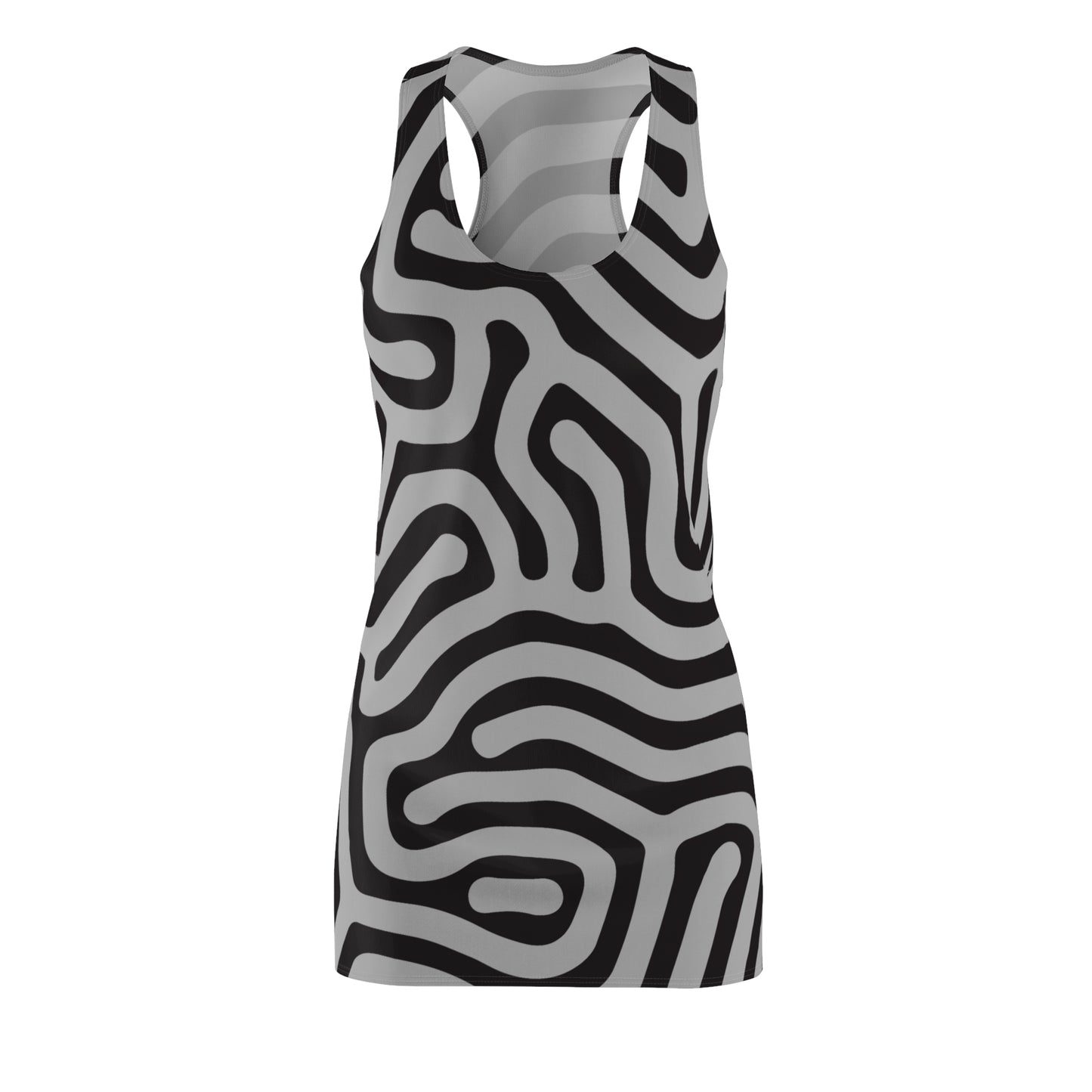 Abstrakt Racerback Kleid – Schwarz Grau Damenmode