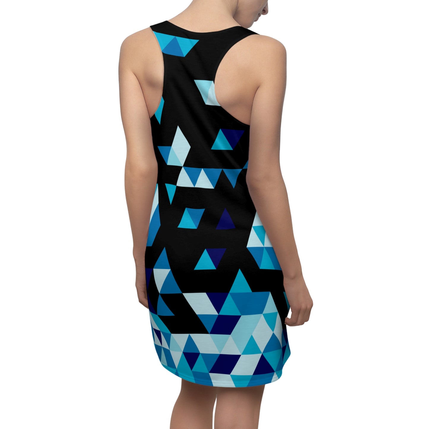 Dreieck Racerback Kleid – Blau Schwarz Sommerkleid