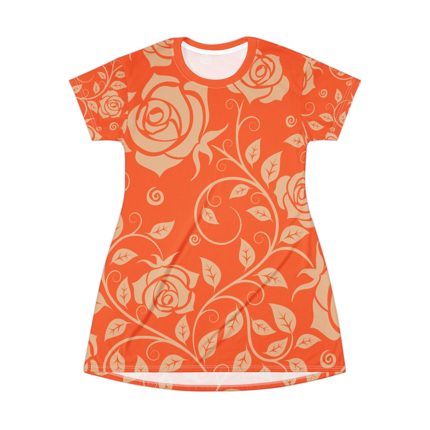 Oranger Damen Kleid Blumen T Shirt Style Sommer Boho Casual