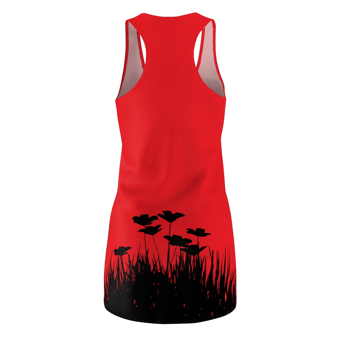 Rot Racerback Damenkleid – Botanisches Sommerkleid, Freizeitkleid