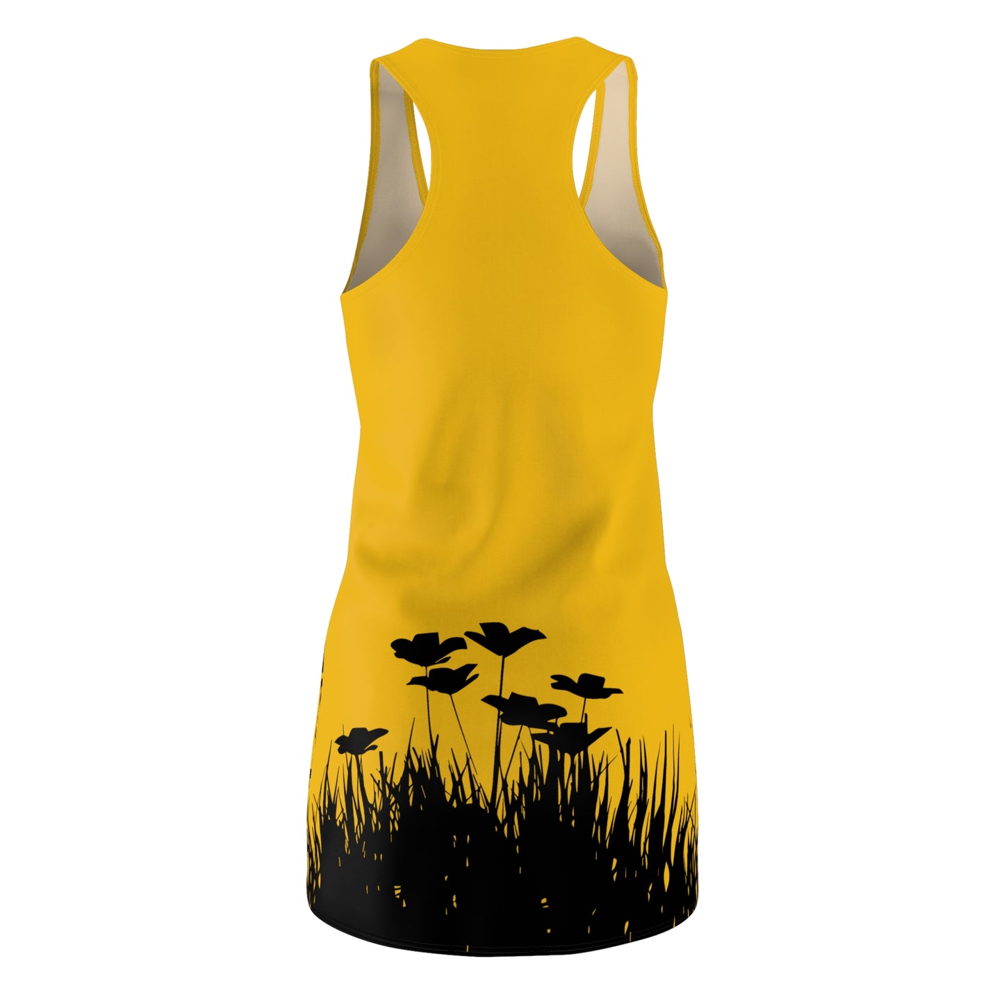 Gelb Racerback Damenkleid – Botanisches Sommerkleid, Freizeitkleid