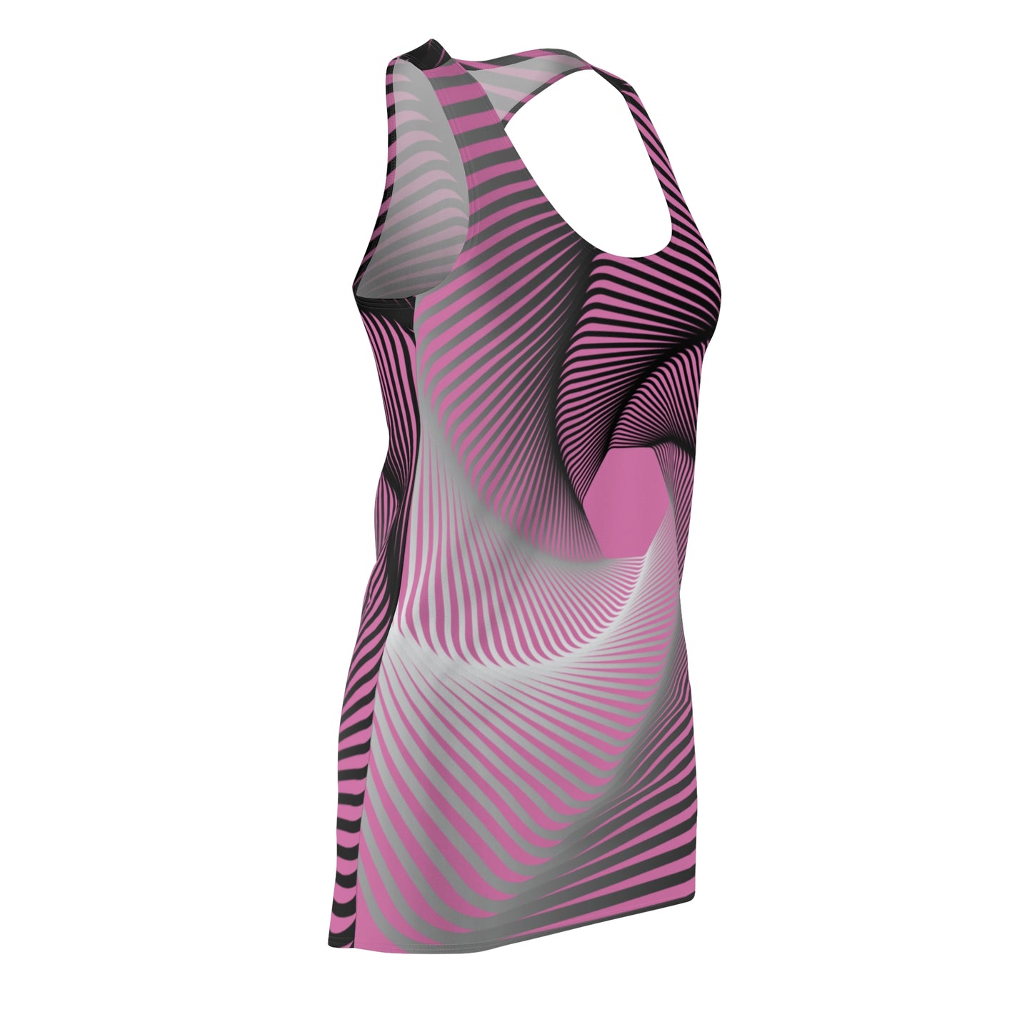 Schwarz Weiß Spirale Racerback Kleid – Stilvolles Sommerkleid Rosa