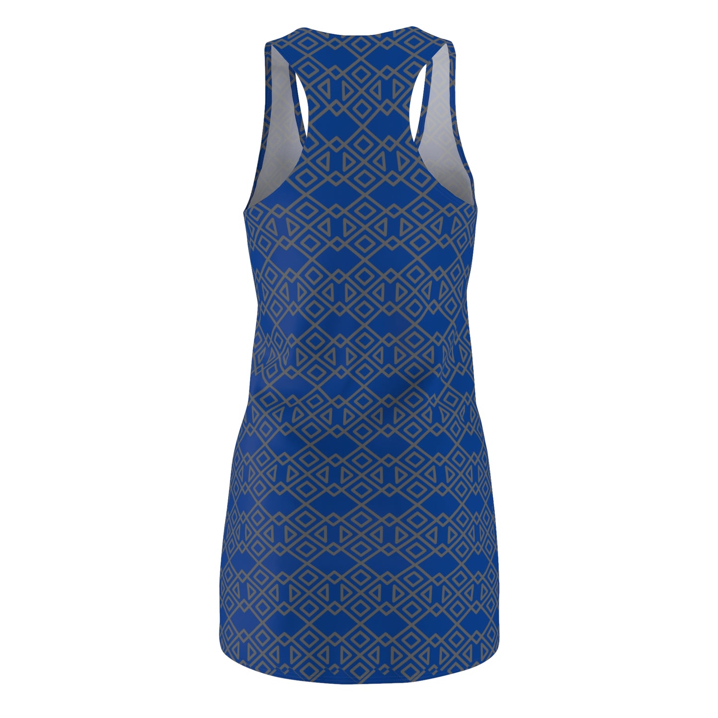 Blau Grau Geometrie Racerback Kleid – Modernes Sommerkleid