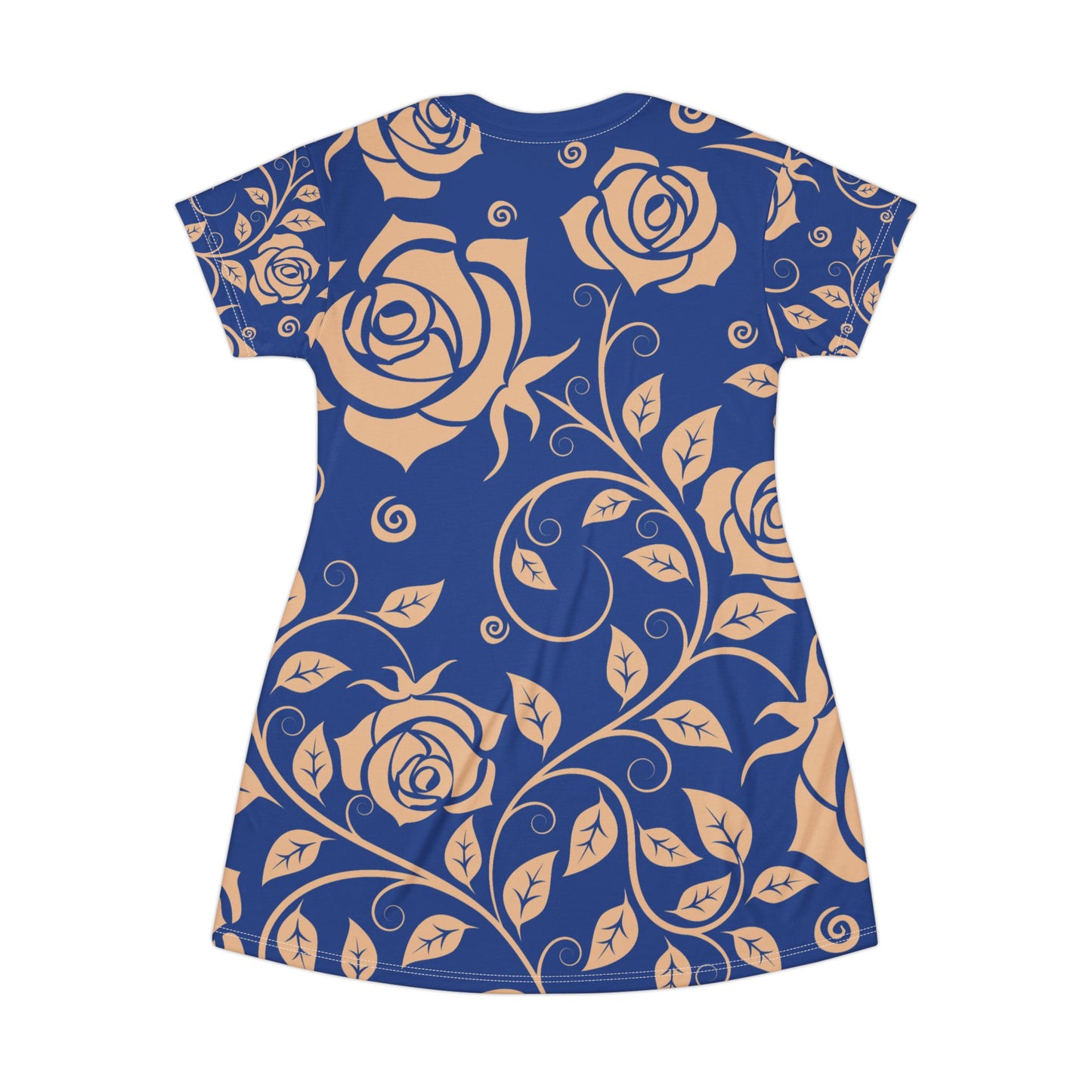 Blauer Damen Kleid Blumen T Shirt Style Sommer Boho Casual
