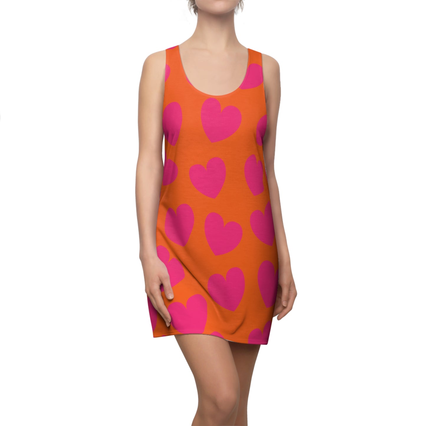 Oranges Damen Kleid Pink Herz Print Racerback Sommer Casual