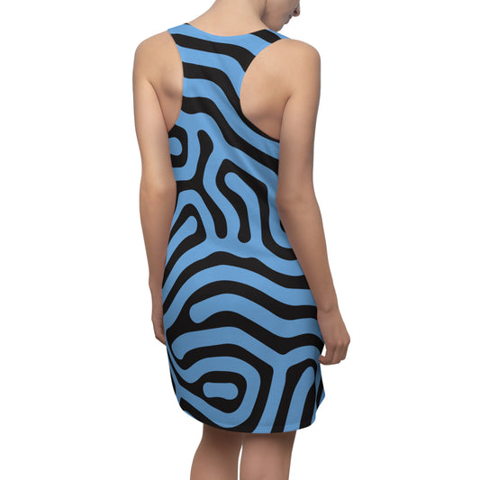 Abstrakt Racerback Kleid – Schwarz Blau Damenmode