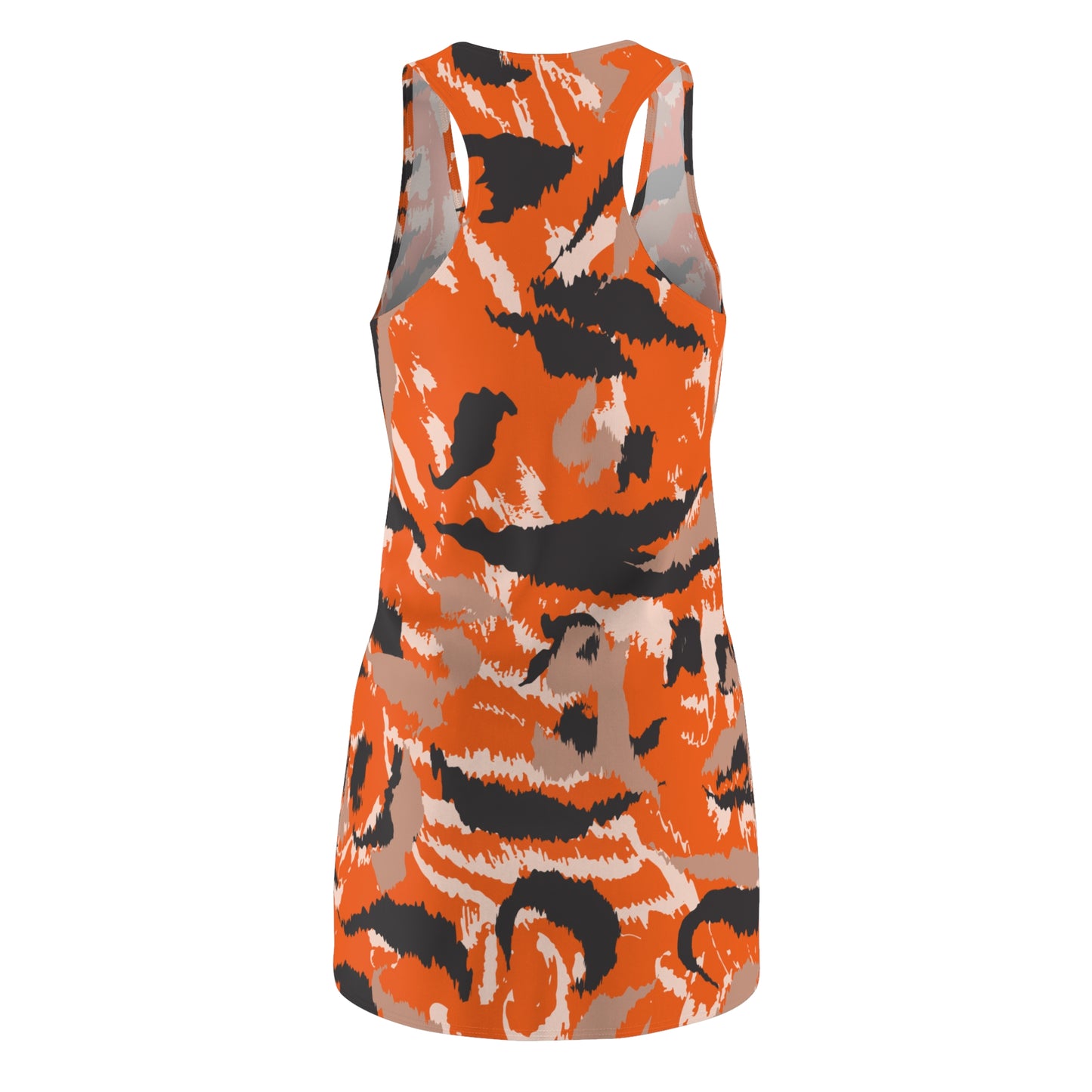 Abstrakt Racerback Kleid – Schwarz Beige Weiss Orange Sommerkleid