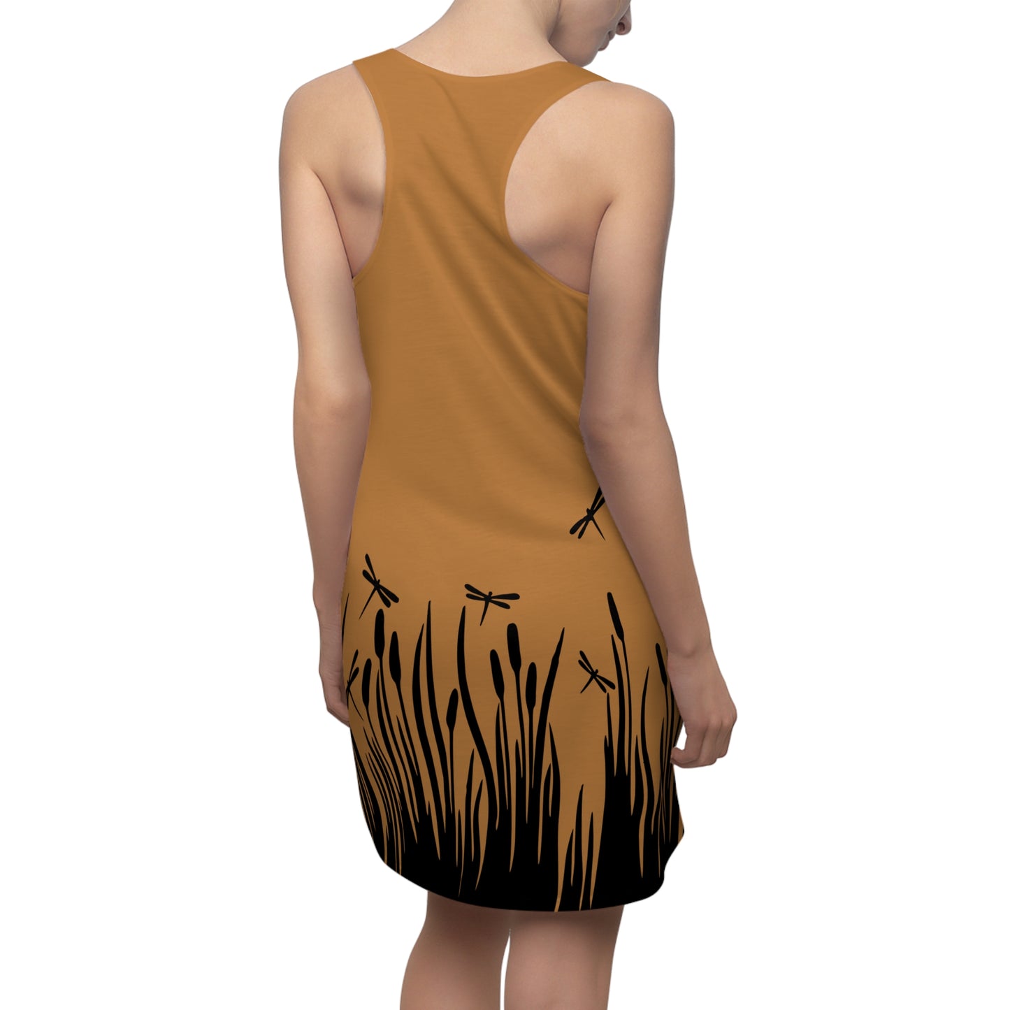 Braunes Damen Kleid Libellen Design Racerback Sommer Freizeit Party