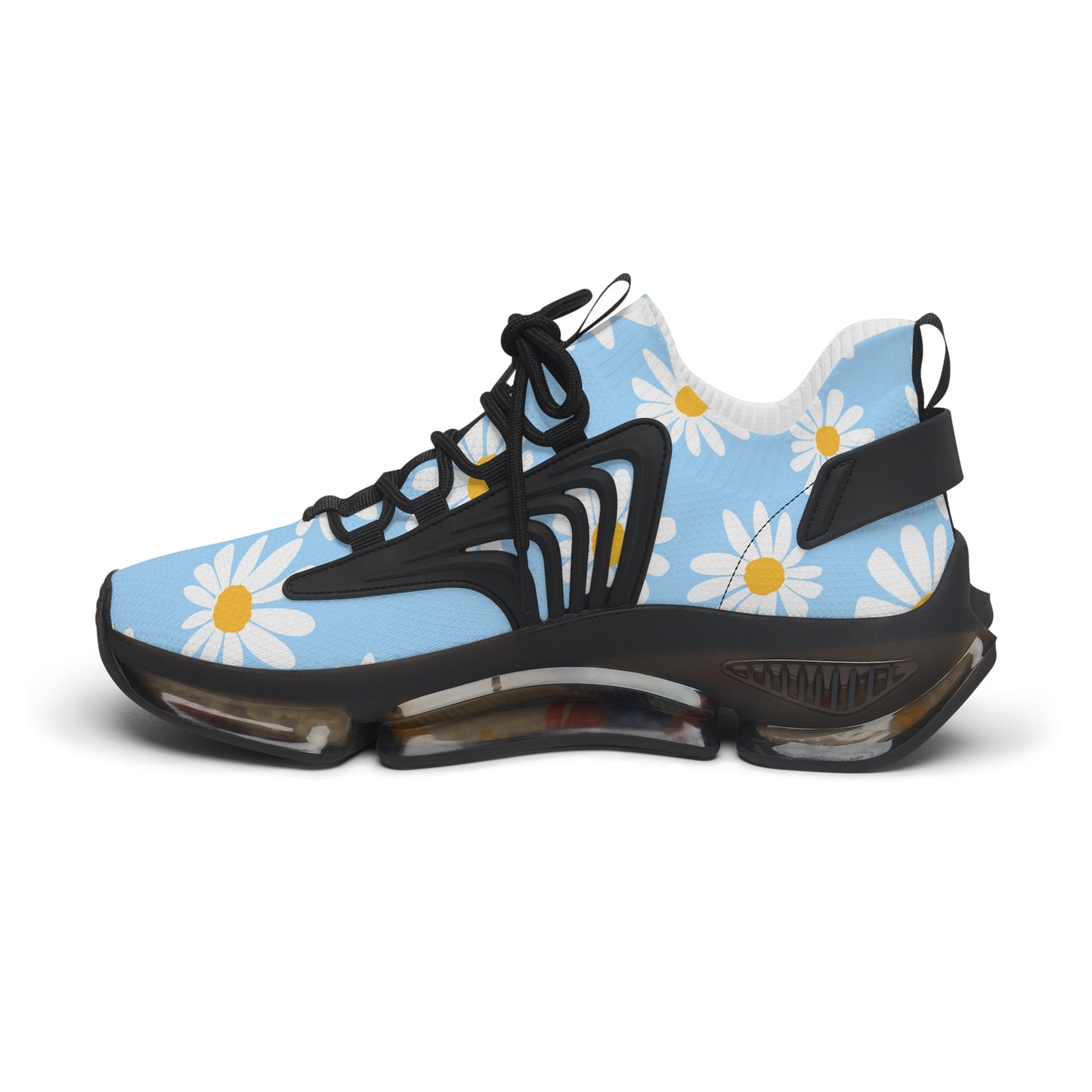 Blaue Damen Sneaker mit Blumenmuster – Stylische Sportschuhe
