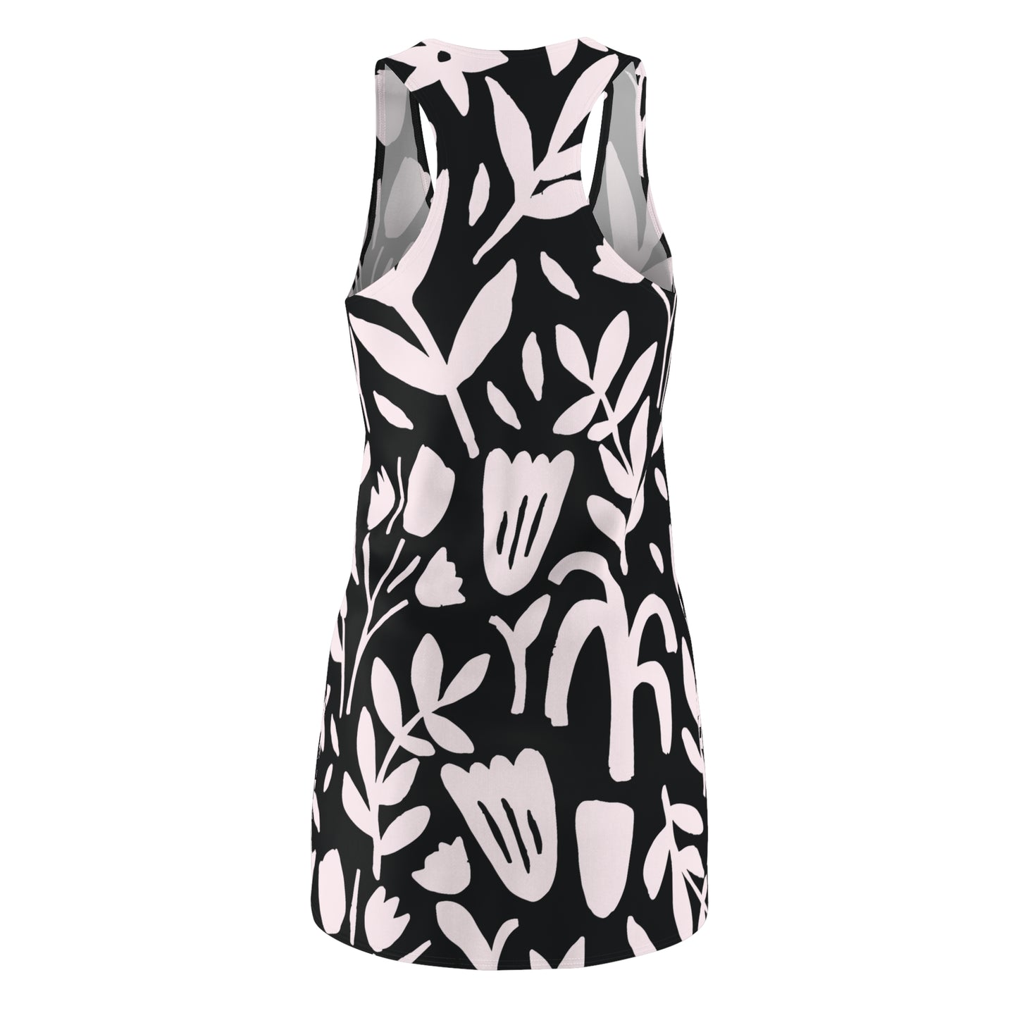 Schwarz Rosa Blumen Racerback Kleid – Sommer Damenmode