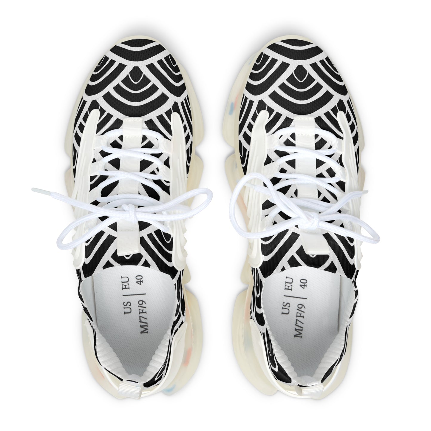 Damen Sneaker Schwarz Weiß Modern Wellen Design Atmungsaktiv