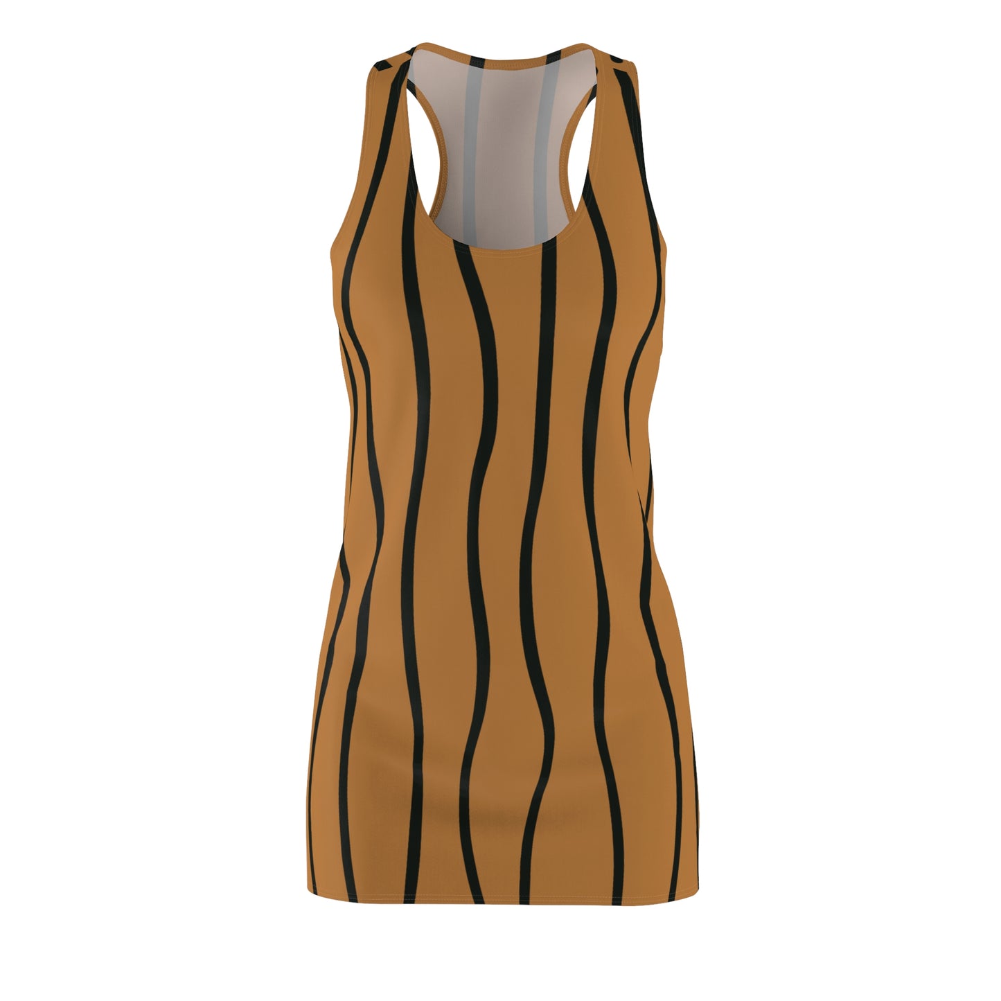 Braun Schwarz Wellen Racerback Kleid – Modernes Sommerkleid