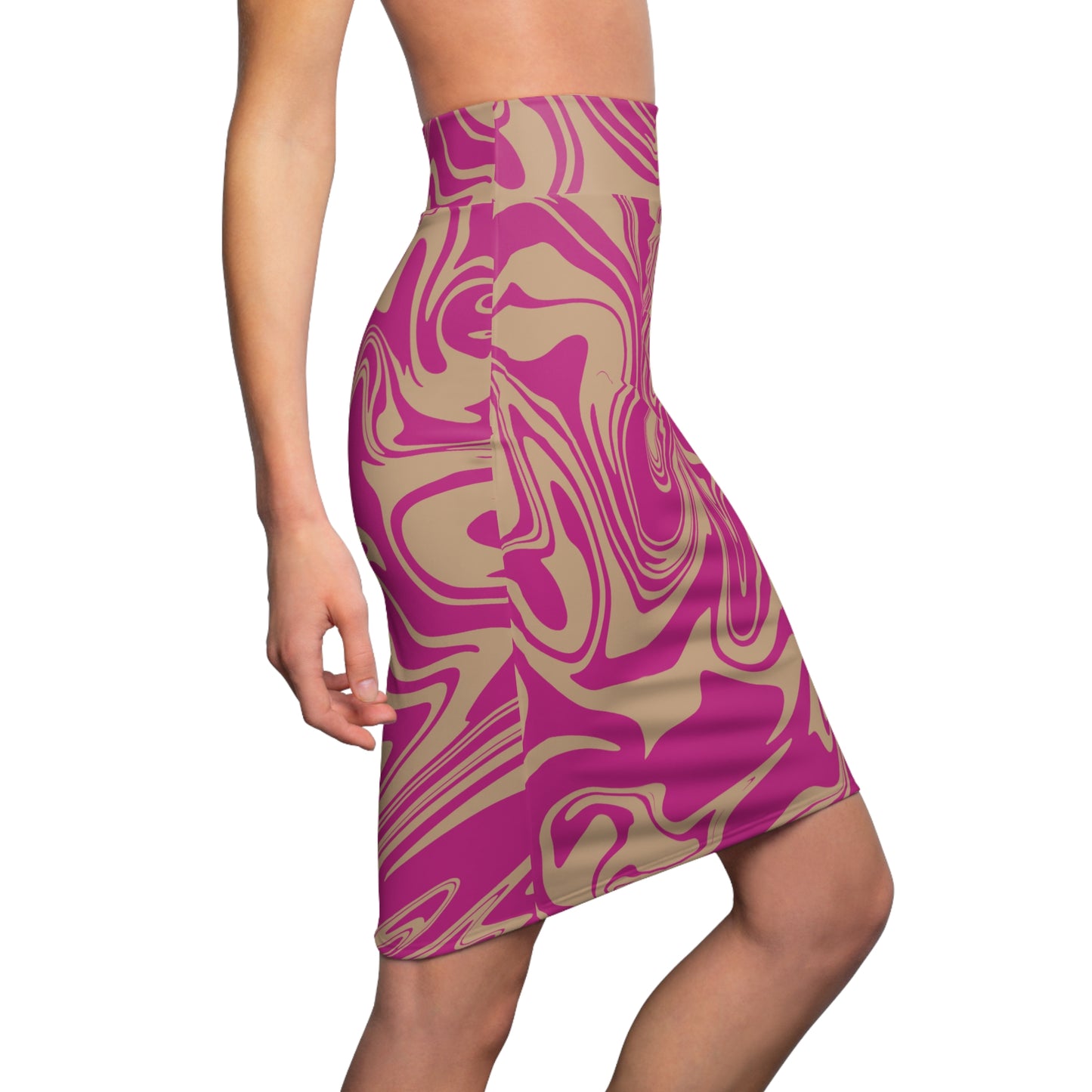Damen Rock Marmor Print Bleistift Elegant Business Casual