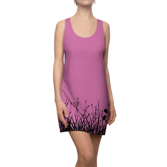 Rosa Floral Silhouette Racerback Kleid – Elegantes Sommerkleid