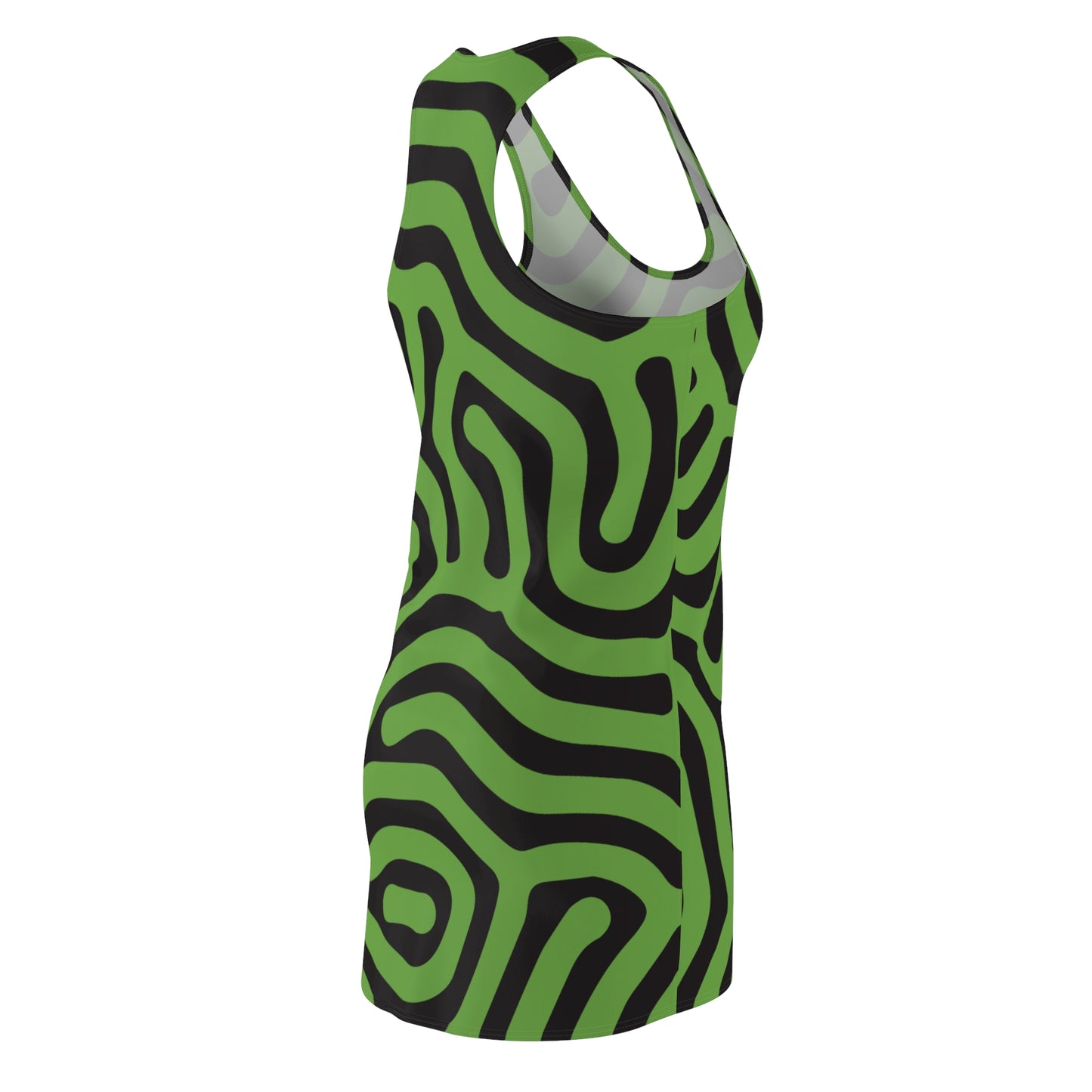 Abstrakt Racerback Kleid – Schwarz Grün Damenmode