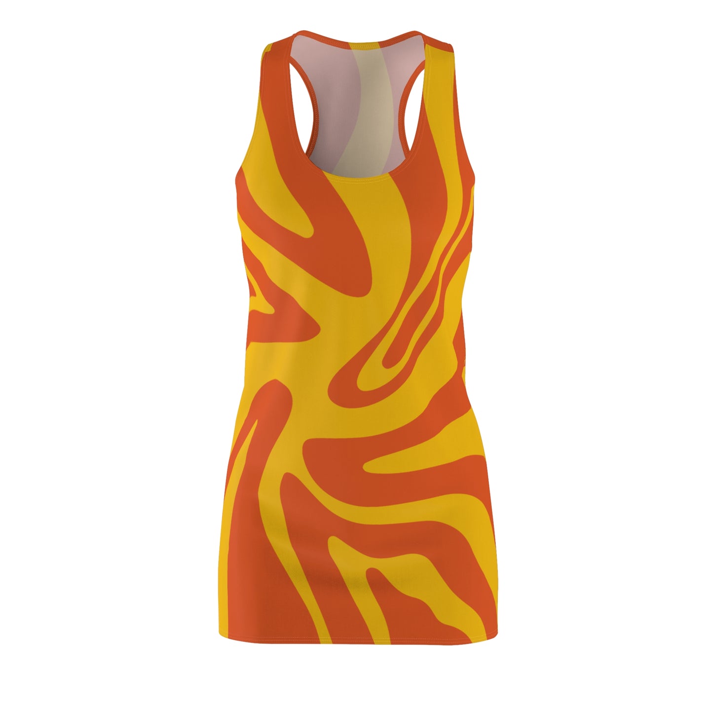 Gelbes Damen Kleid Swirl Muster Racerback Sommer Bohemian Beach