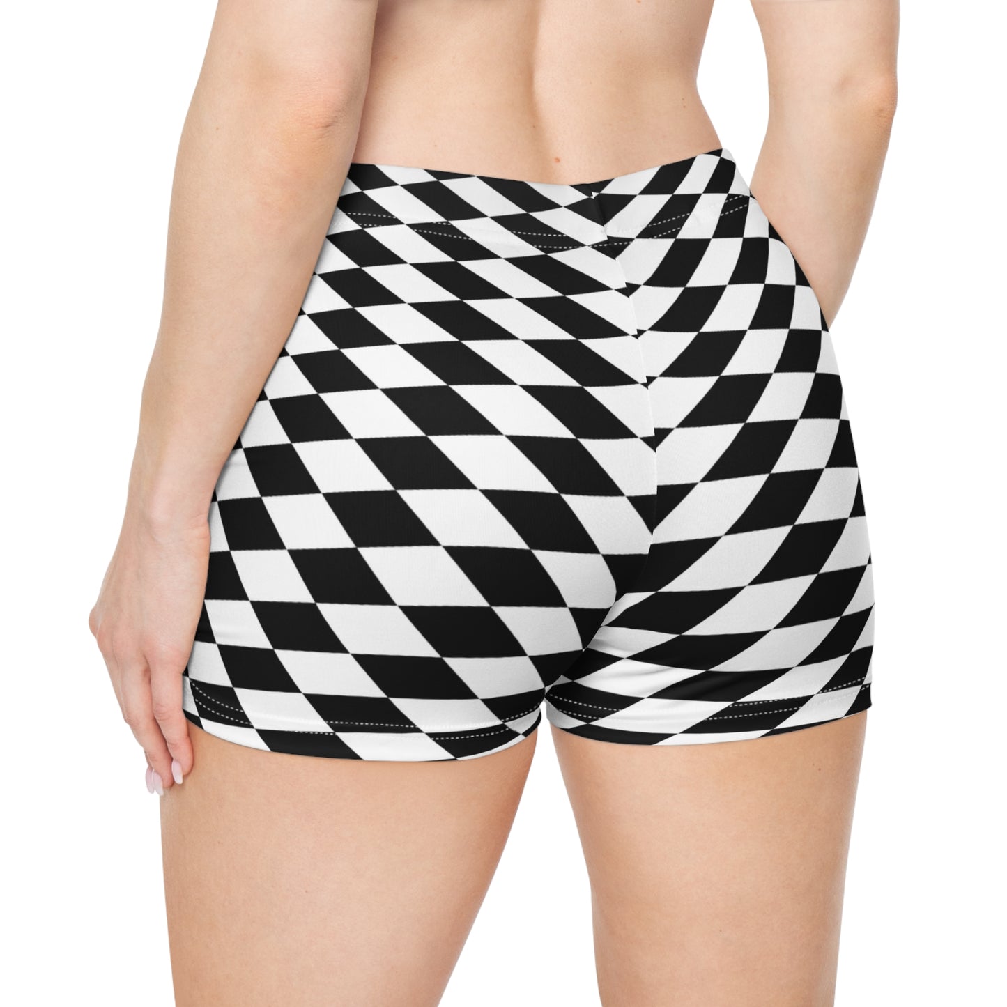 Damen Shorts Schachbrettmuster Stylisch Sport Freizeit