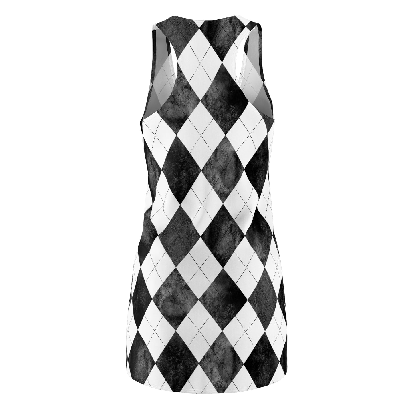 Damen Kleid Argyle Schwarz Weiss Racerback Sommer Elegant