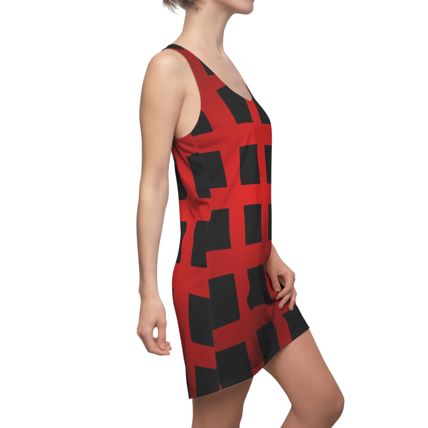 Racerback Damen Kleid Rot Modernes Muster Ärmellos Sommerlook