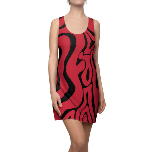 Rot Swirl Racerback Kleid – Abstraktes Sommerkleid