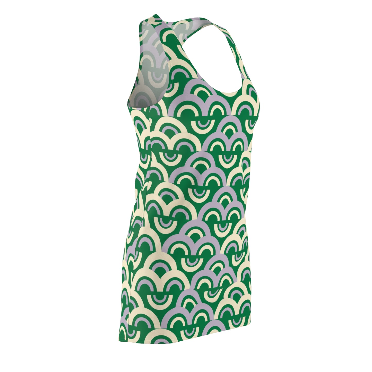 Damen Racerback Kleid grün Pastell Bogenmuster Bequemes Freizeitkleid
