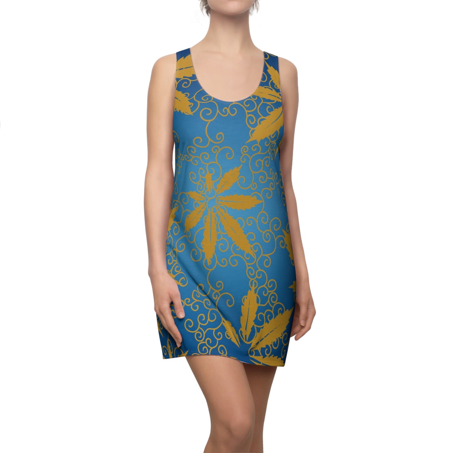 Sommerkleid Damen Racerback – Marihuana Print Party Outfit Freizeitkleid