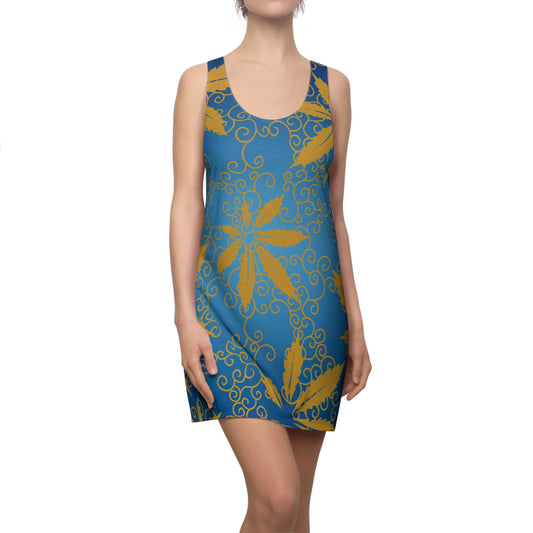 Sommerkleid Damen Racerback – Marihuana Print Party Outfit Freizeitkleid