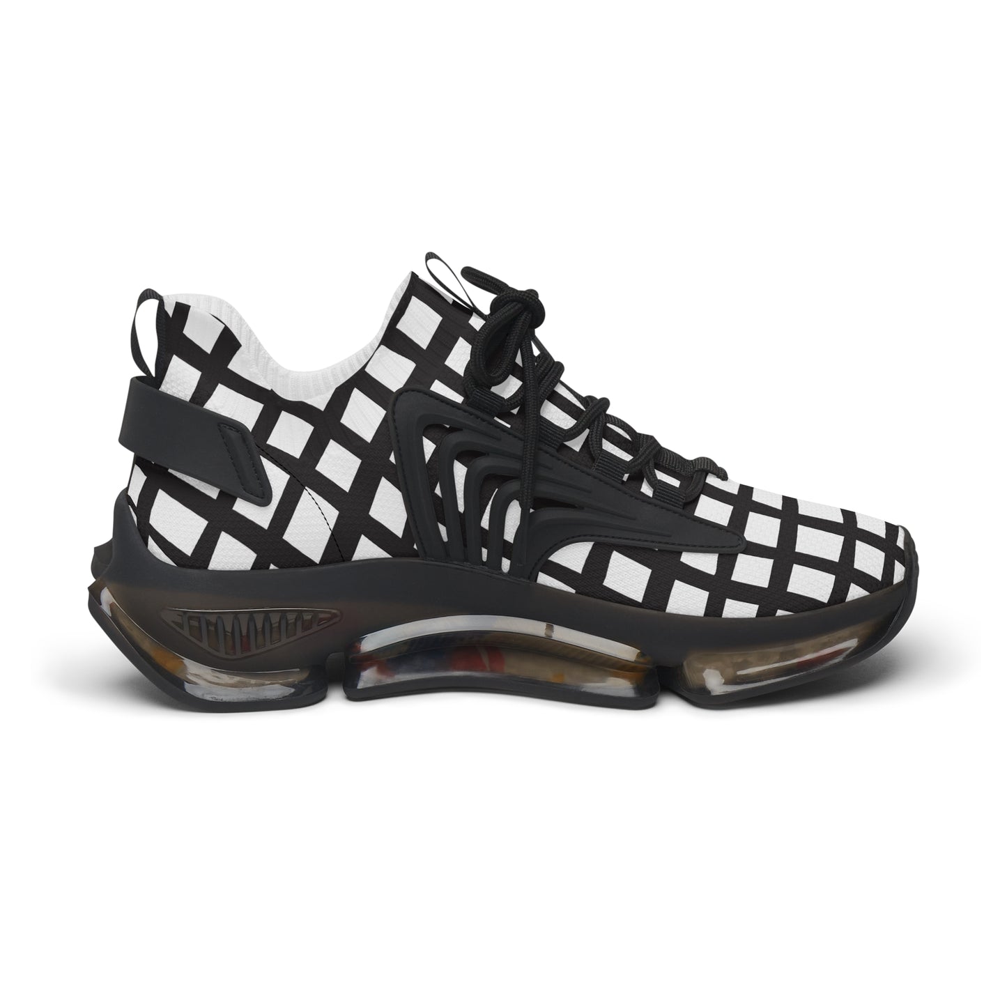 Damen Sneaker Schwarz Weiß Modern Linienmuster Atmungsaktiv