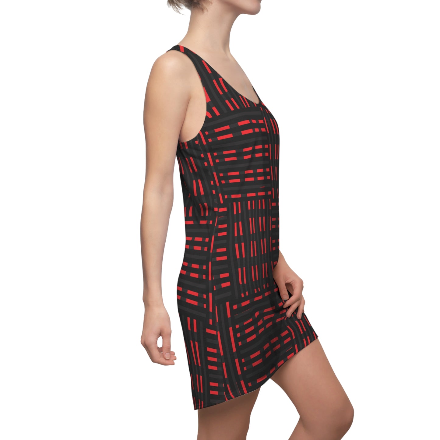 Schwarz Rotes Racerback Kleid – Modernes Sommerkleid