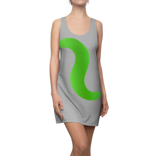 Grau Grün Abstrakt Racerback Kleid – Stylishes Sommerkleid