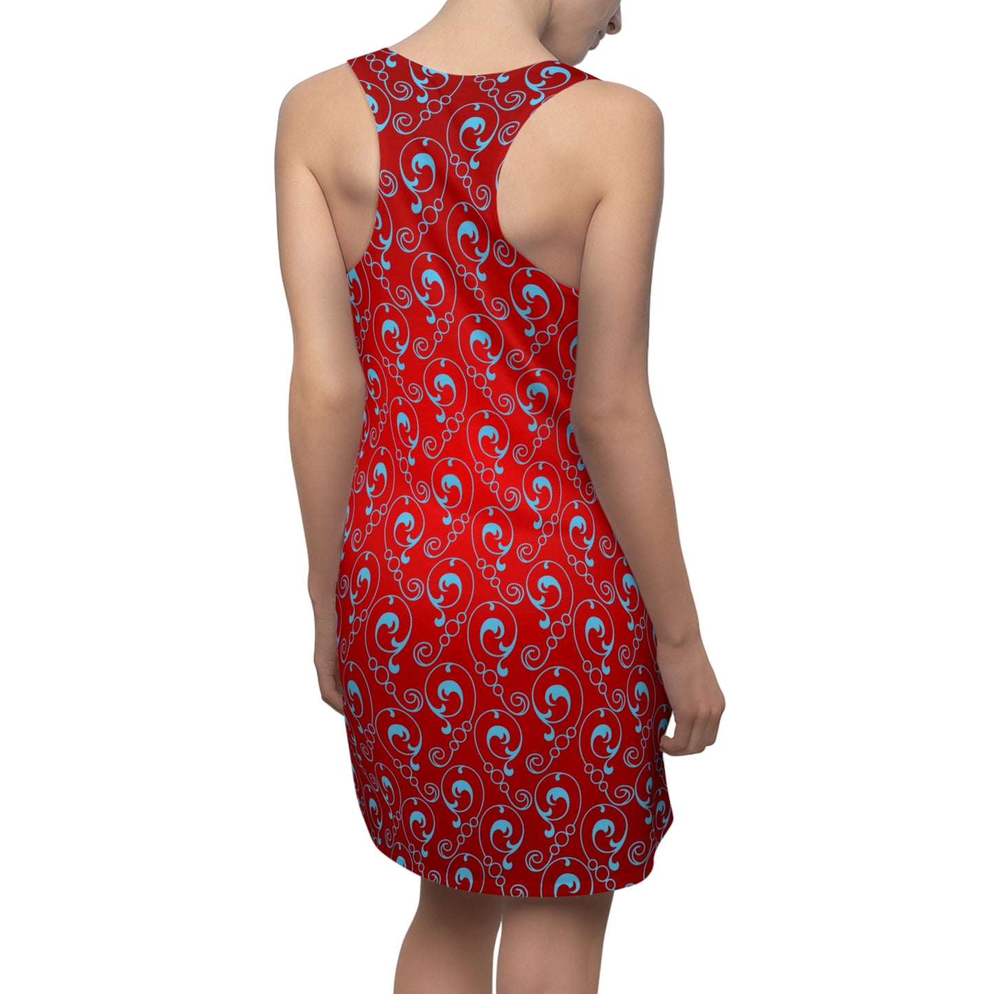 Rot Blau Ornament Racerback Kleid – Sommerkleid Damen