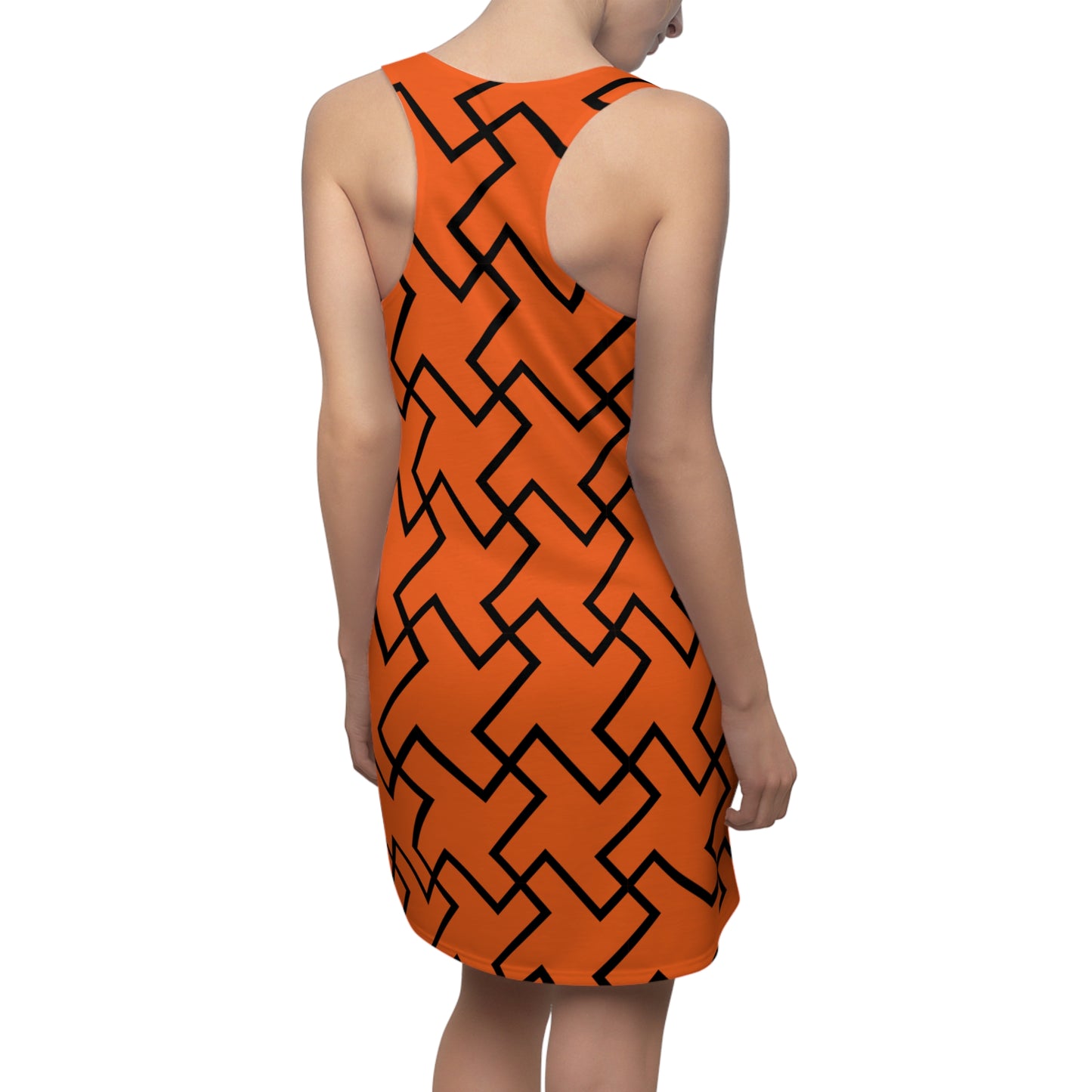 Oranges Geometrie Racerback Kleid – Modern & Bequem