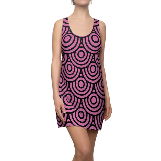 Rosanes Kreis Muster Racerback Kleid – Modern & Stilvoll