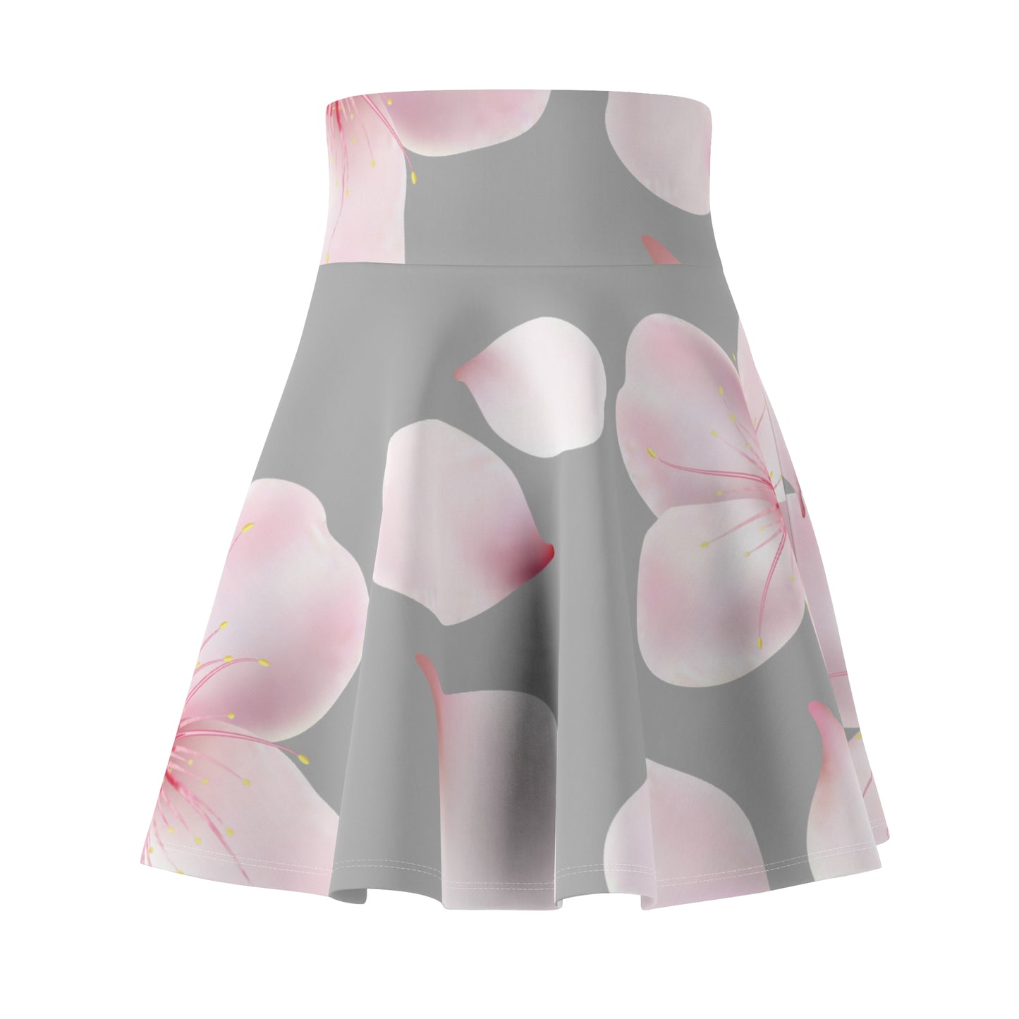 Grauer Damen Rock Blütenmuster Skater Elegant Sommer Casual