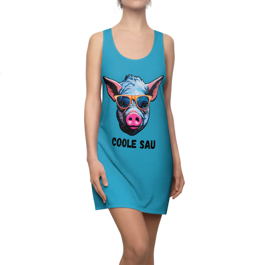 Damen Kleid Coole Sau Racerback Sommer Statement Fun